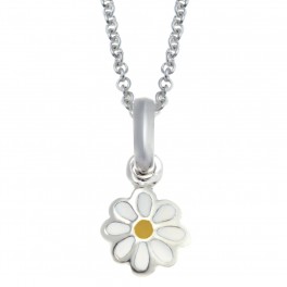 Sølv vedhæng m.daisy blomst inkl. kæde