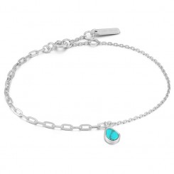 Silver Tidal Turquoise Mixed Link - Sølv Armbånd