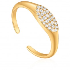 Gold Glam Adjustable Signet Ring - Forgyldt Ring