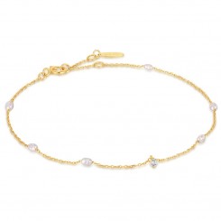14kt Gold Pearl and White Sapphire - Guld Armbånd