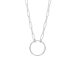 Paperclip halskæde med ring i sølv
